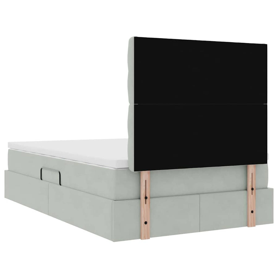 Opbergbed met LED met matras Lichtgrijs 120 x 200 cm Fluweel