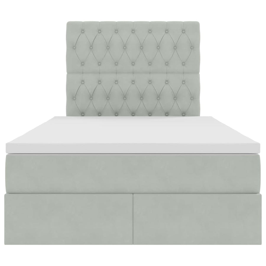 Opbergbed met LED met matras Lichtgrijs 120 x 200 cm Fluweel