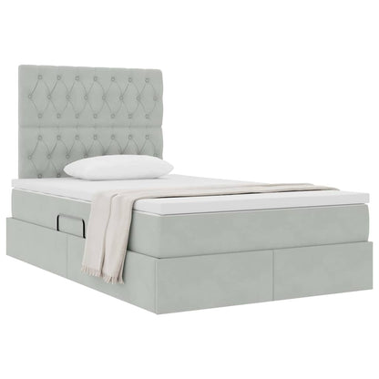 Opbergbed met LED met matras Lichtgrijs 120 x 200 cm Fluweel