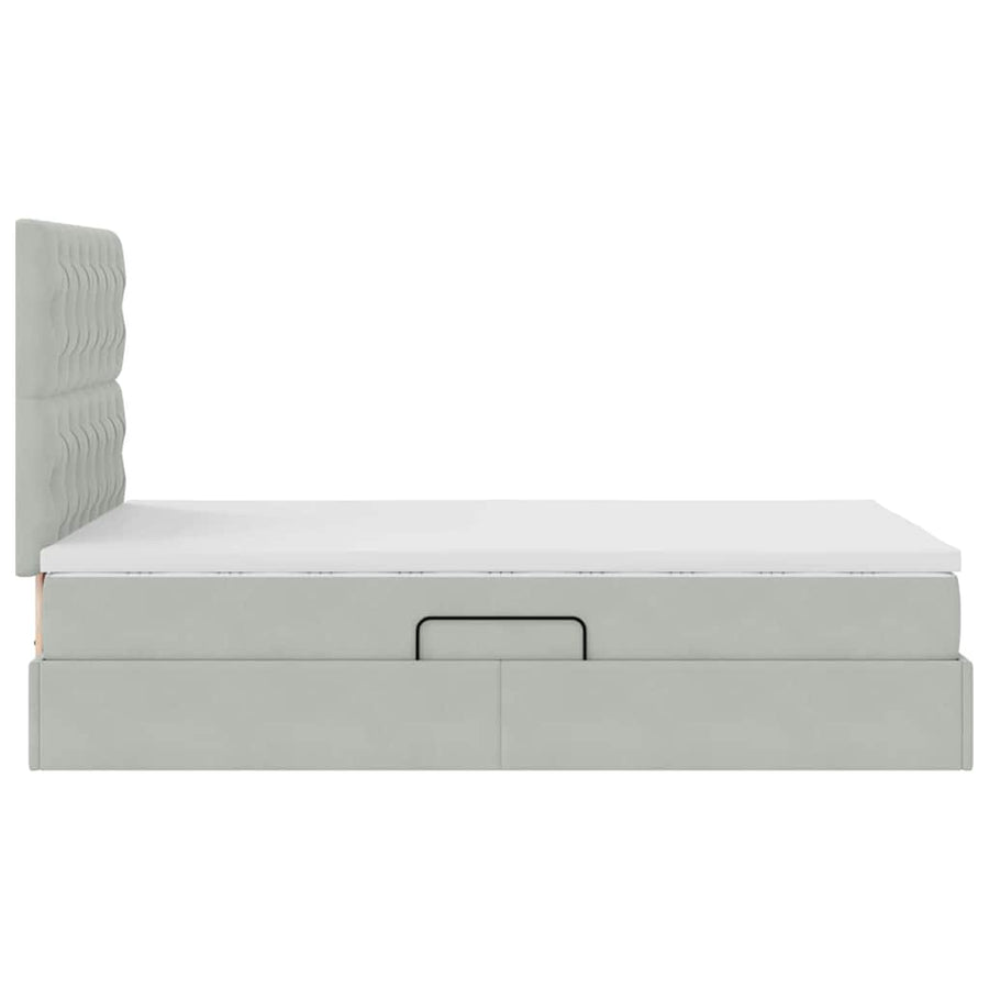 Opbergbed met LED met matras Lichtgrijs 120 x 200 cm Fluweel