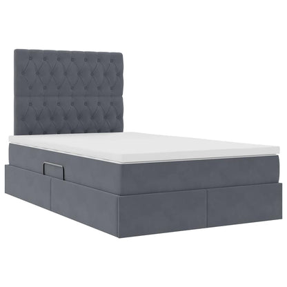 Opbergbed met LED met matras Donkergrijs 120 x 200 cm Fluweel