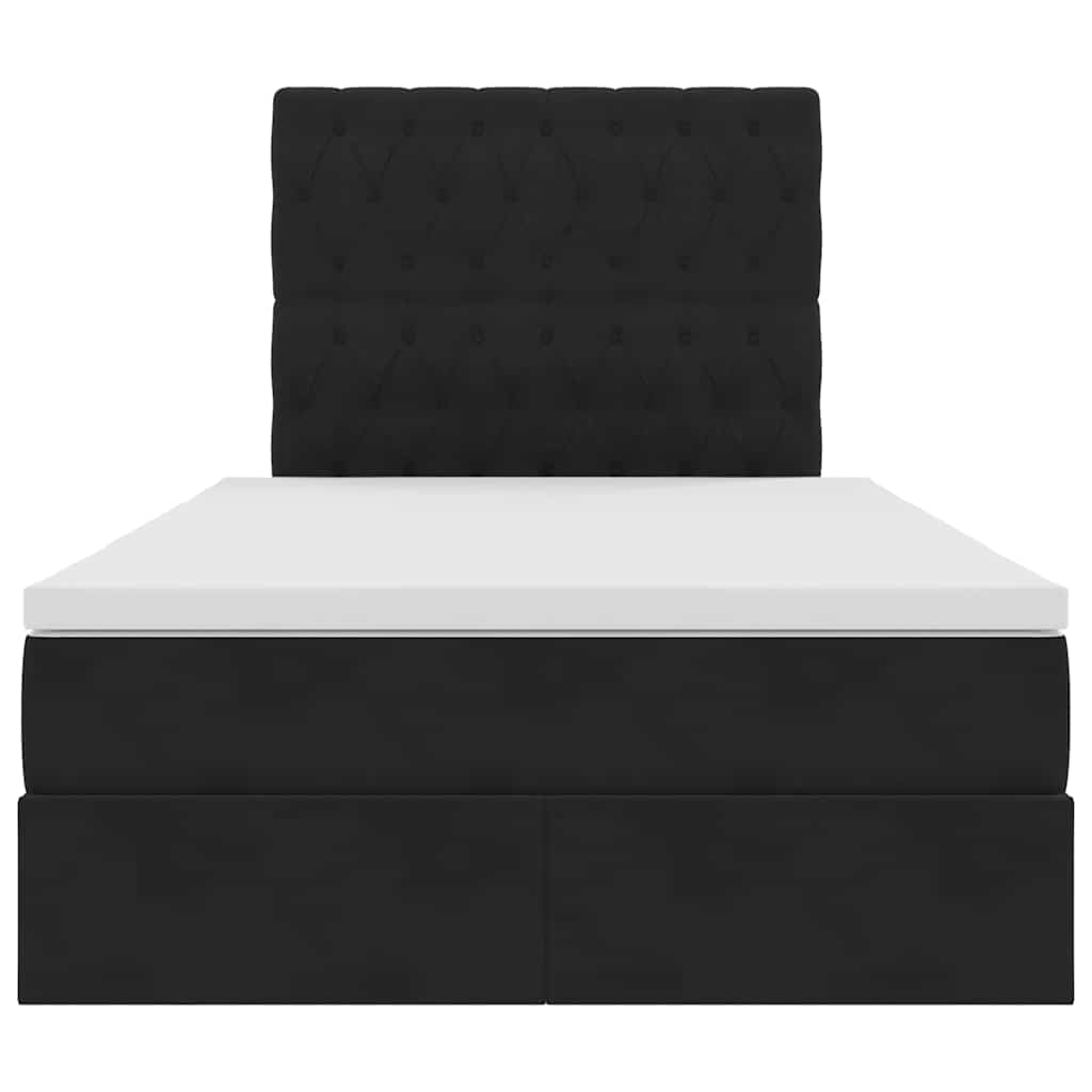 Opbergbed met LED met matras Zwart 120 x 200 cm Fluweel