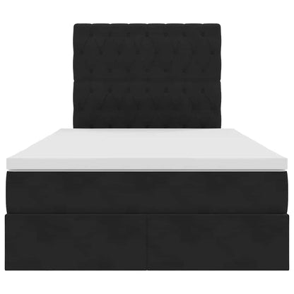 Opbergbed met LED met matras Zwart 120 x 200 cm Fluweel