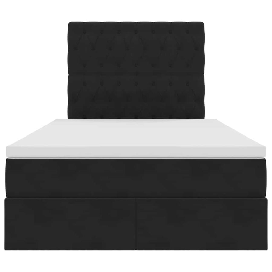 Opbergbed met LED met matras Zwart 120 x 200 cm Fluweel