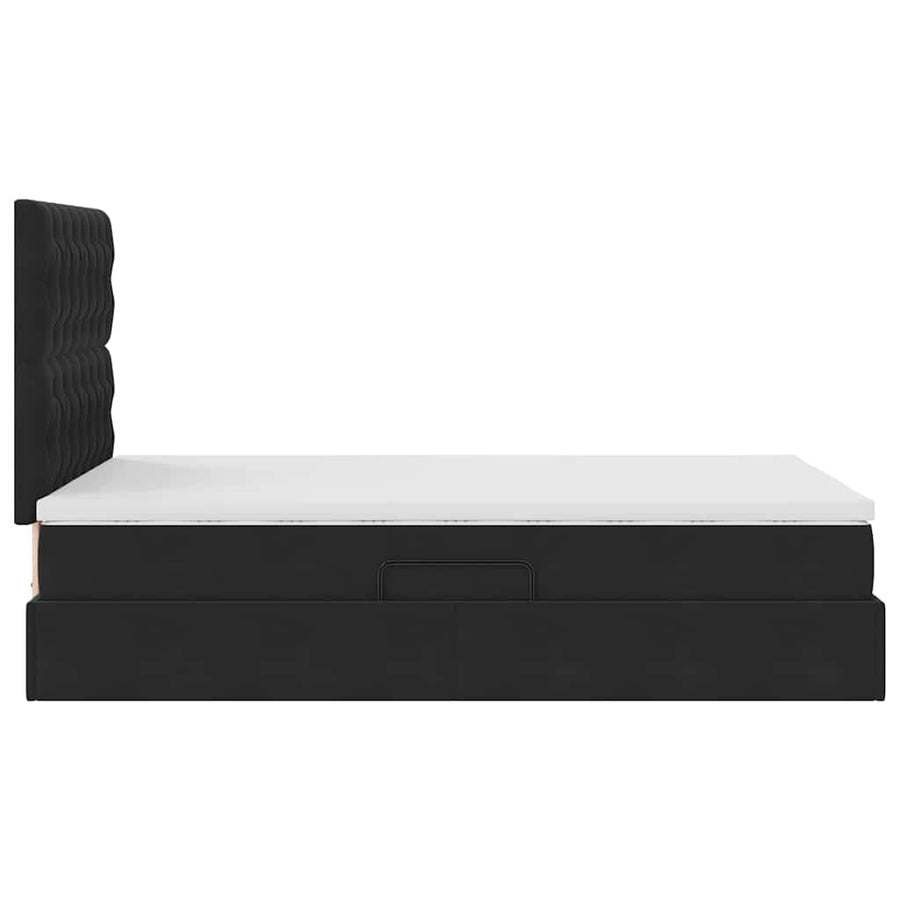 Opbergbed met LED met matras Zwart 120 x 200 cm Fluweel