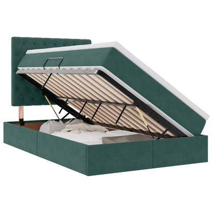 Opbergbed met LED met matras Donkergroen 120 x 200 cm Fluweel