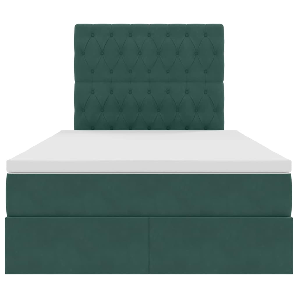 Opbergbed met LED met matras Donkergroen 120 x 200 cm Fluweel