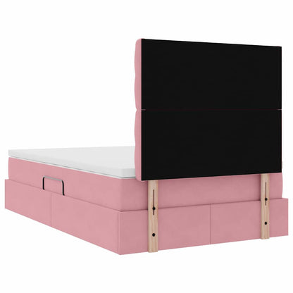 Opbergbed met LED met matras Roze 120 x 200 cm Fluweel