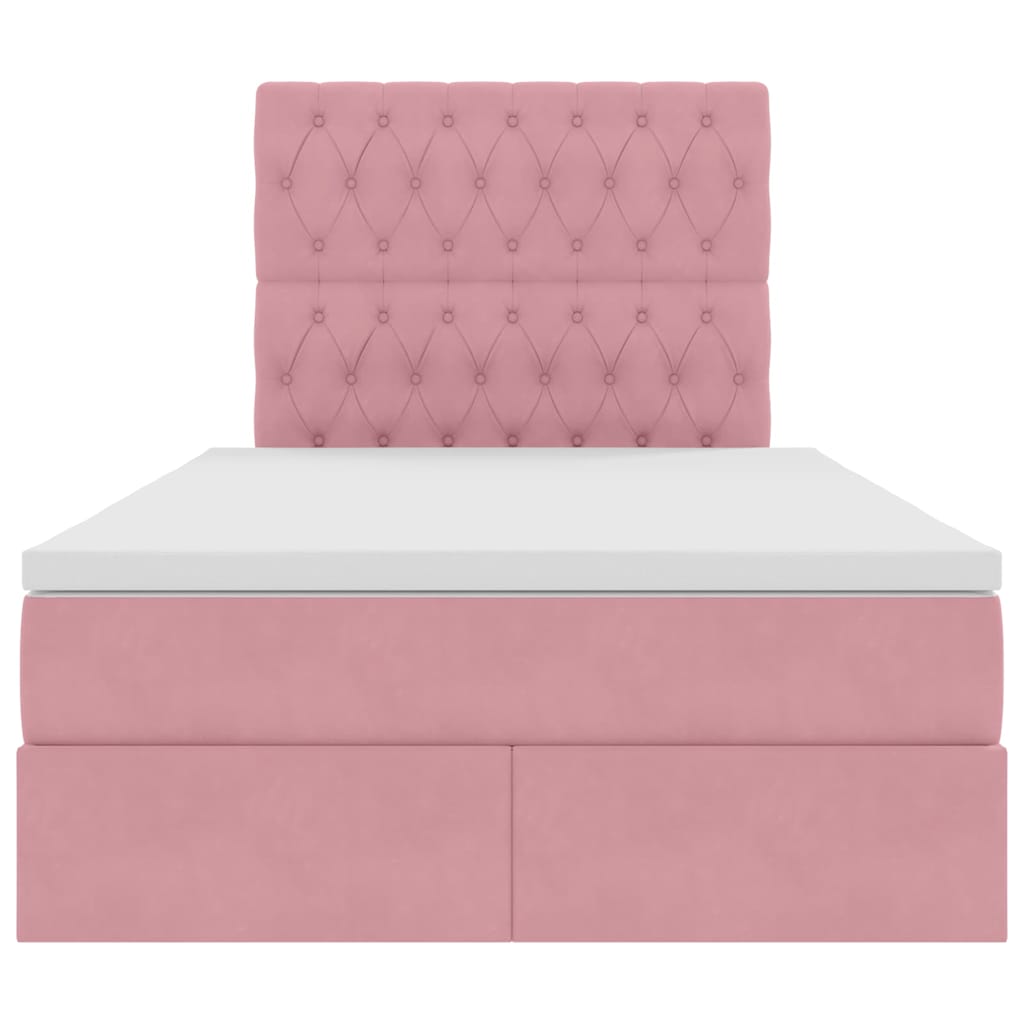 Opbergbed met LED met matras Roze 120 x 200 cm Fluweel