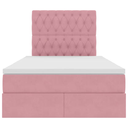 Opbergbed met LED met matras Roze 120 x 200 cm Fluweel