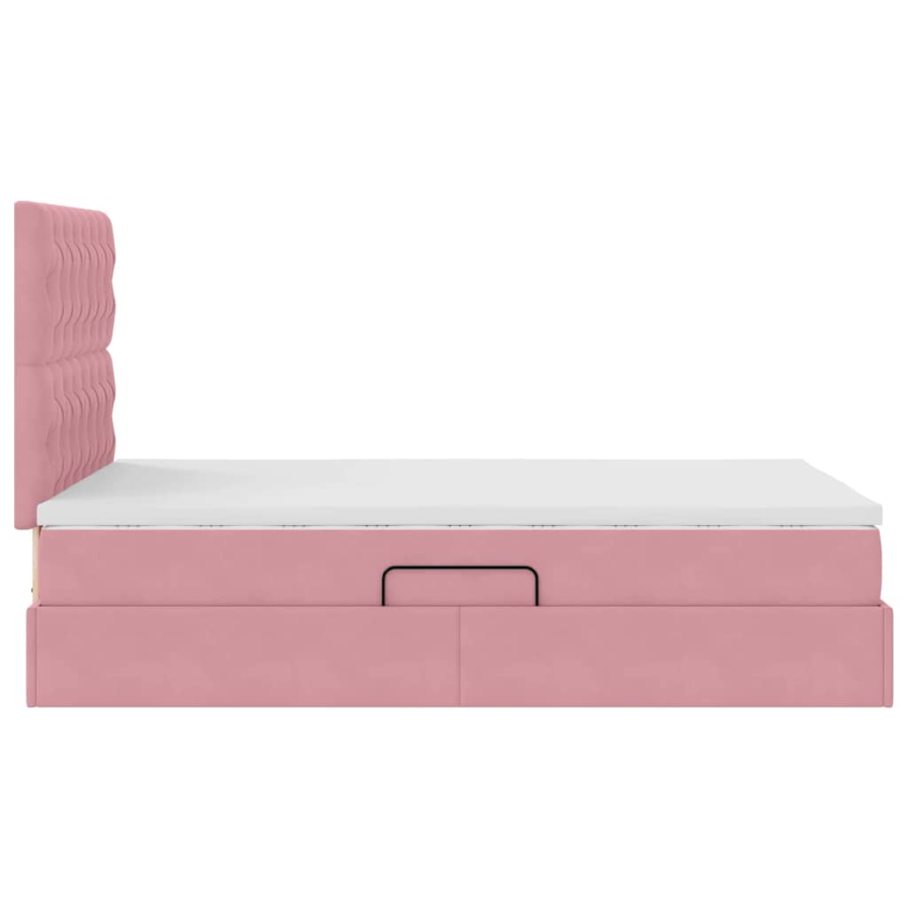 Opbergbed met LED met matras Roze 120 x 200 cm Fluweel