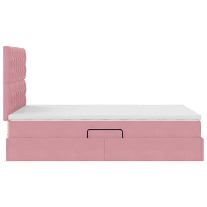 Opbergbed met LED met matras Roze 120 x 200 cm Fluweel