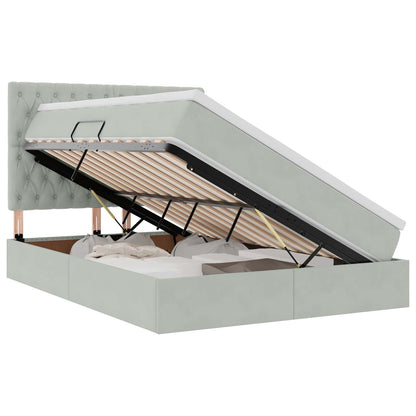 Opbergbed met LED met matras Lichtgrijs 140 x 190 cm Fluweel