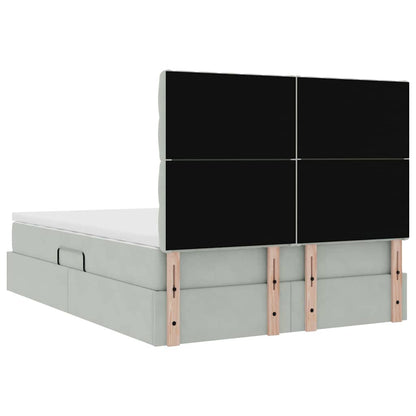 Opbergbed met LED met matras Lichtgrijs 140 x 190 cm Fluweel