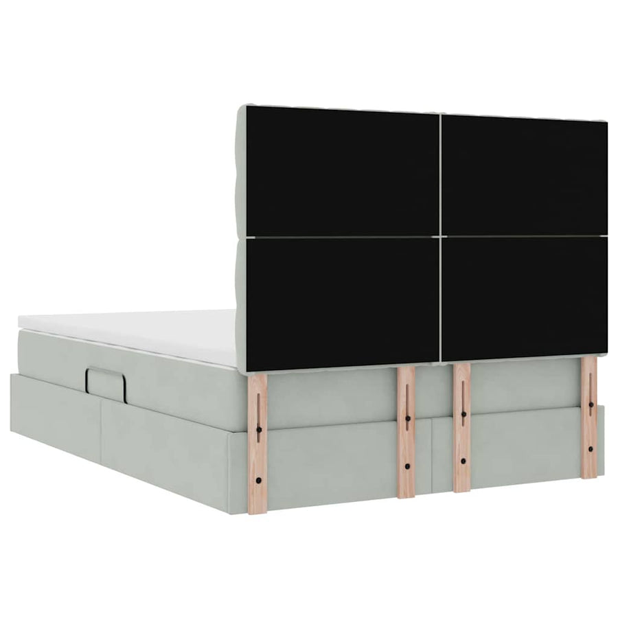 Opbergbed met LED met matras Lichtgrijs 140 x 190 cm Fluweel