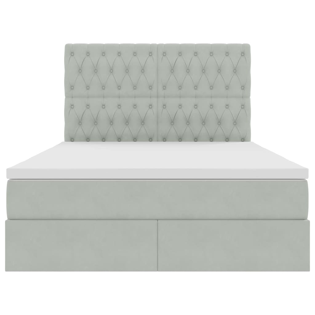 Opbergbed met LED met matras Lichtgrijs 140 x 190 cm Fluweel