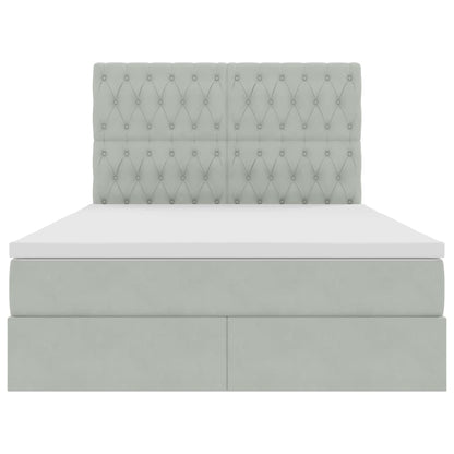 Opbergbed met LED met matras Lichtgrijs 140 x 190 cm Fluweel