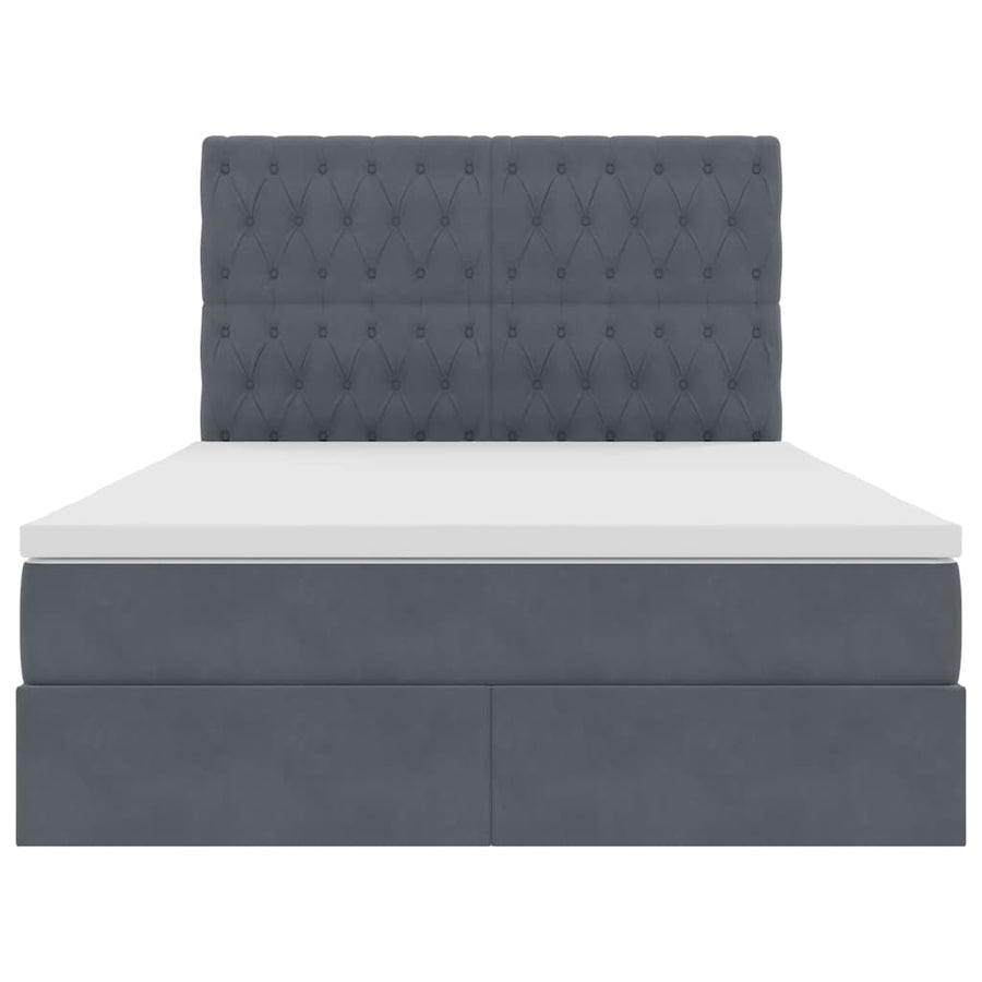 Opbergbed met LED met matras Donkergrijs 140 x 190 cm Fluweel