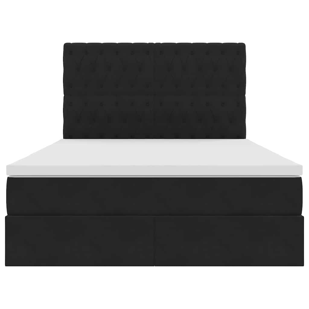 Opbergbed met LED met matras Zwart 140 x 190 cm Fluweel