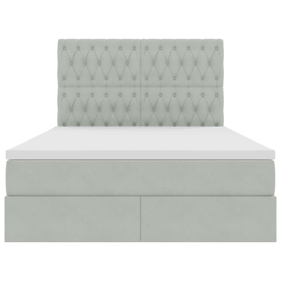 Opbergbed met LED met matras Lichtgrijs 140 x 200 cm Fluweel