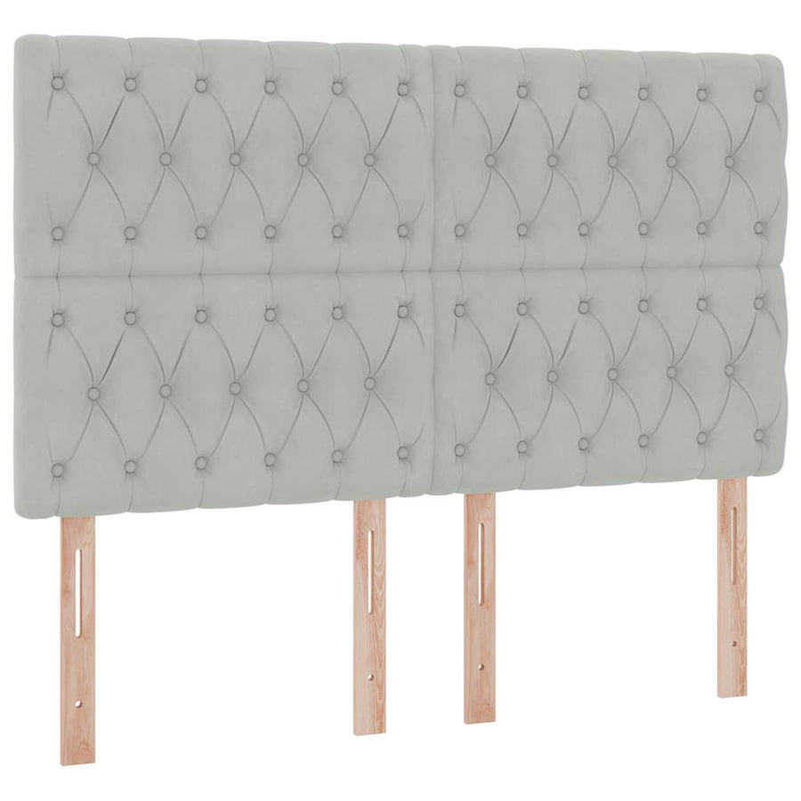 Opbergbed met LED met matras Lichtgrijs 140 x 200 cm Fluweel
