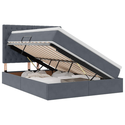 Opbergbed met LED met matras Donkergrijs 140 x 200 cm Fluweel