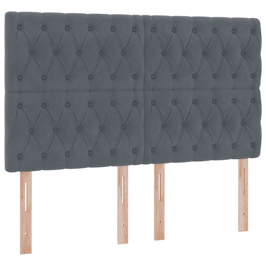 Opbergbed met LED met matras Donkergrijs 140 x 200 cm Fluweel