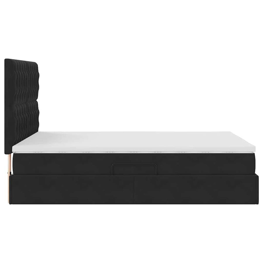 Opbergbed met LED met matras Zwart 140 x 200 cm Fluweel