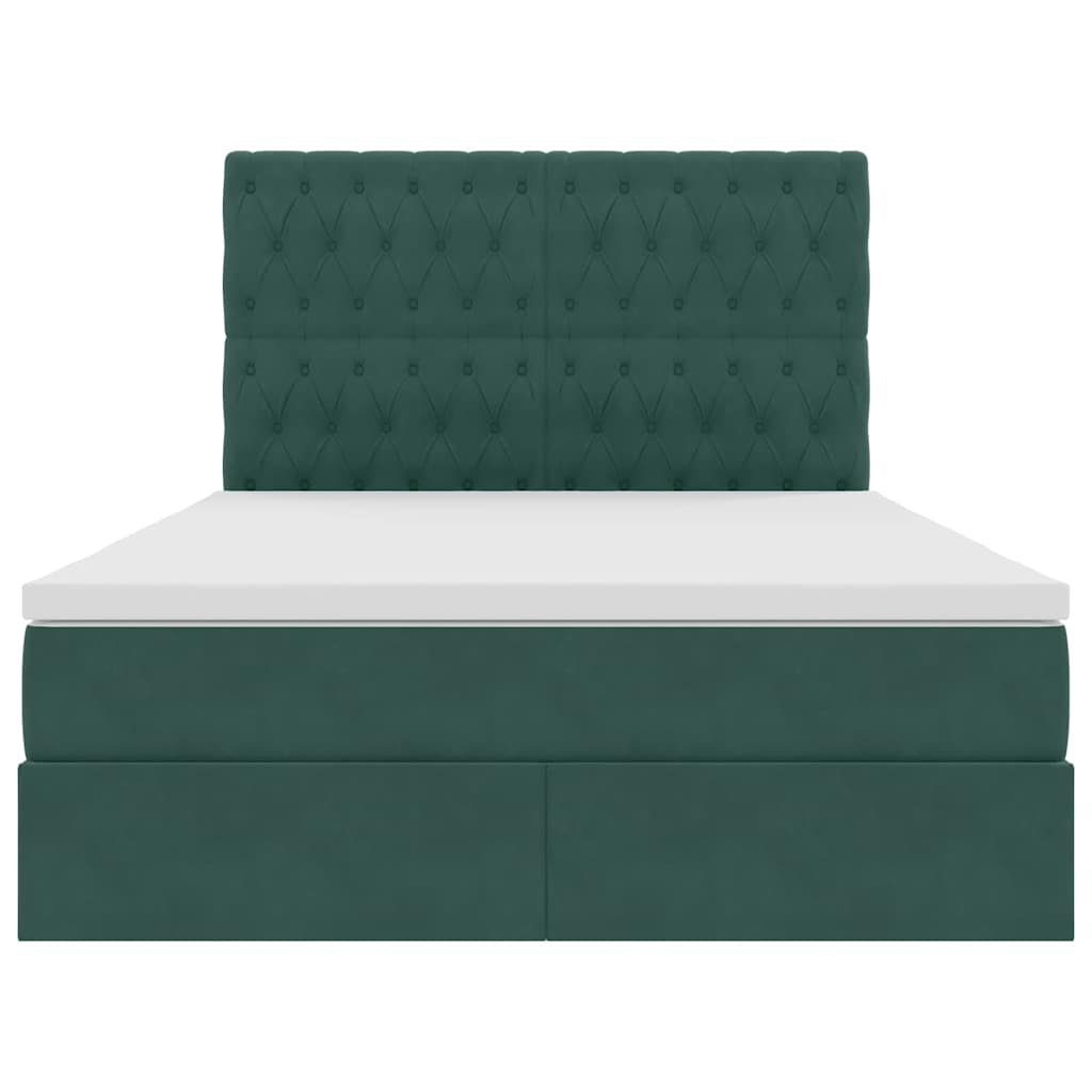 Opbergbed met LED met matras Donkergroen 140 x 200 cm Fluweel