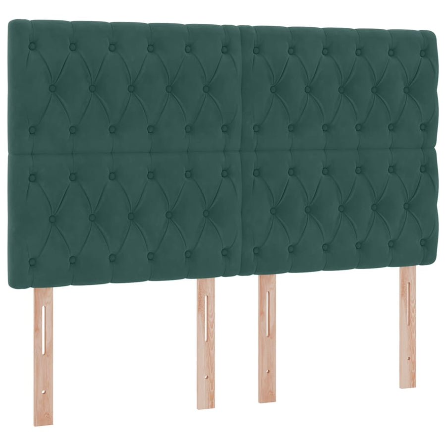 Opbergbed met LED met matras Donkergroen 140 x 200 cm Fluweel