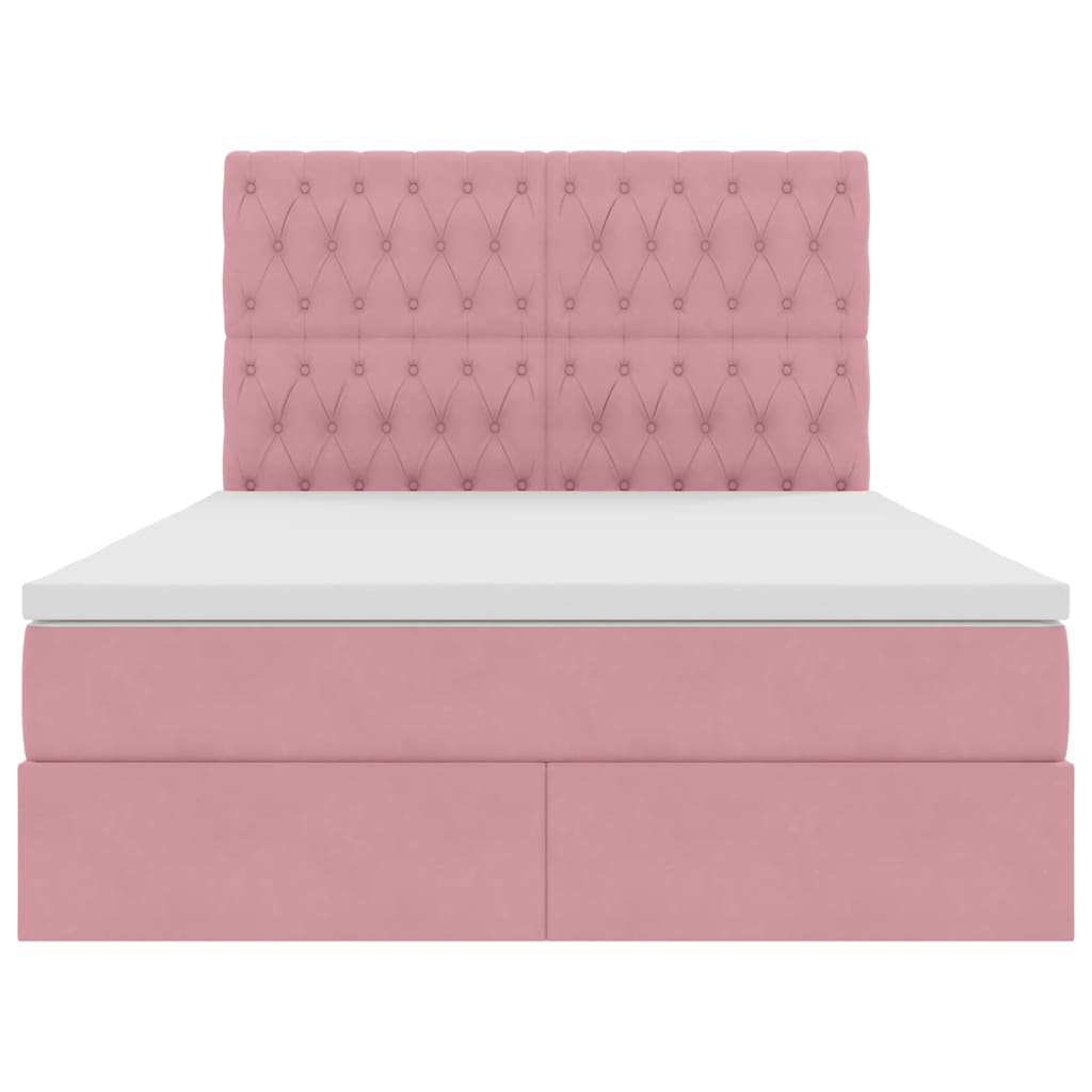 Opbergbed met LED met matras Roze 140 x 200 cm Fluweel