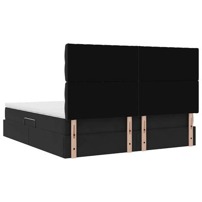 Opbergbed met LED met matras Zwart 160 x 200 cm Fluweel