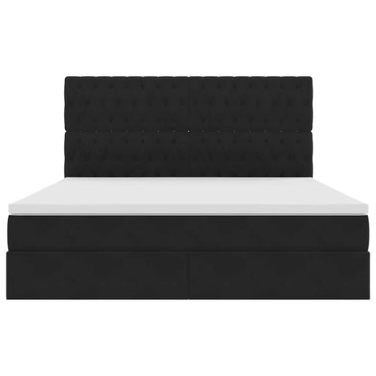 Opbergbed met LED met matras Zwart 160 x 200 cm Fluweel