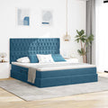 Opslag bed met matras Donkerblauw 160 x 200 cm Fluweel