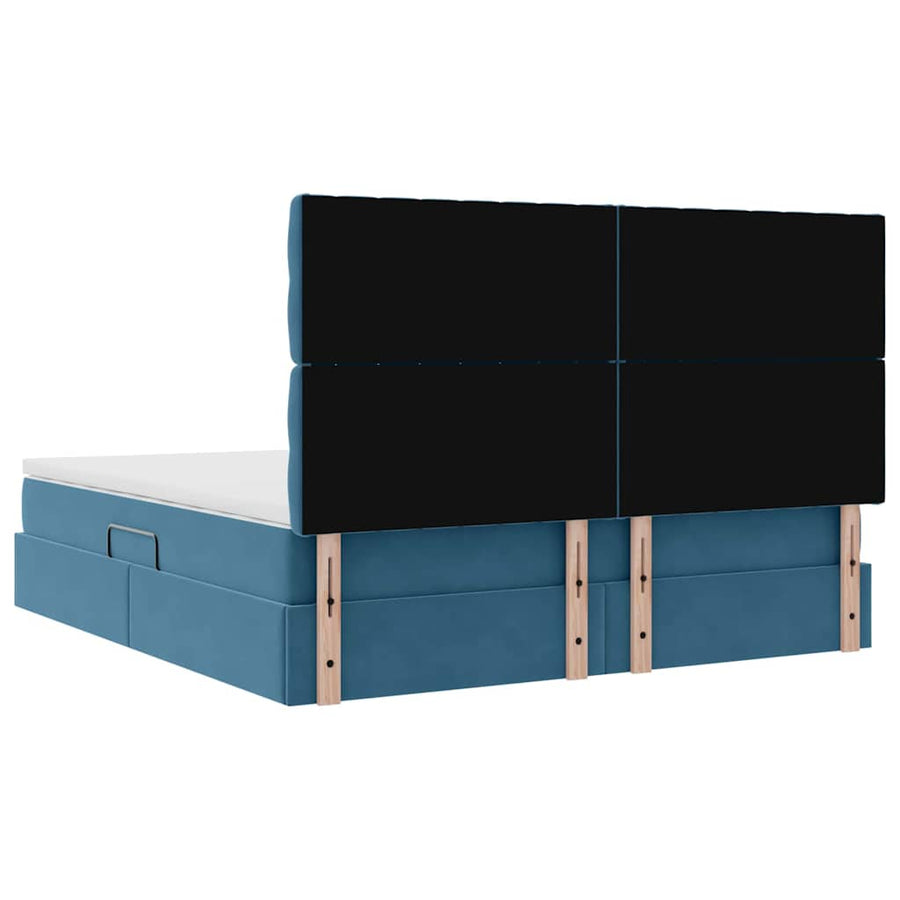 Opbergbed met LED met matras Donkerblauw 160 x 200 cm Fluweel