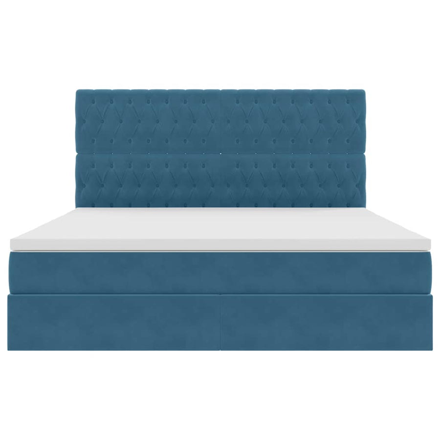 Opbergbed met LED met matras Donkerblauw 160 x 200 cm Fluweel