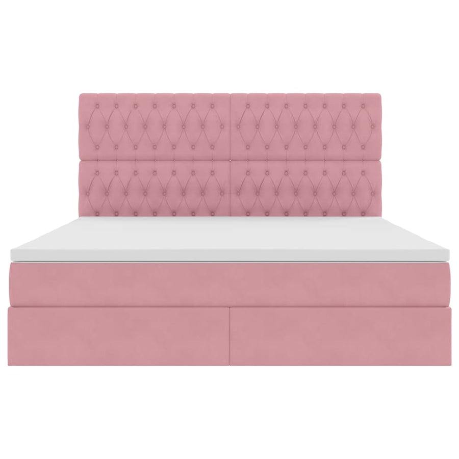 Opbergbed met LED met matras Roze 160 x 200 cm Fluweel