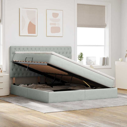 Opbergbed met LED met matras Lichtgrijs 180 x 200 cm Fluweel