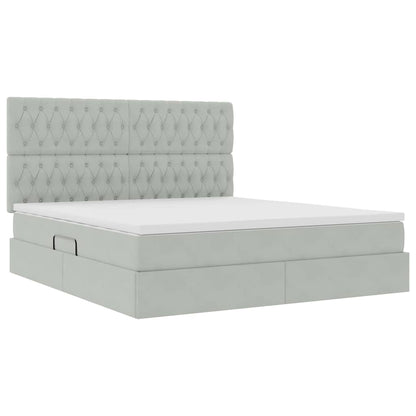 Opbergbed met LED met matras Lichtgrijs 180 x 200 cm Fluweel