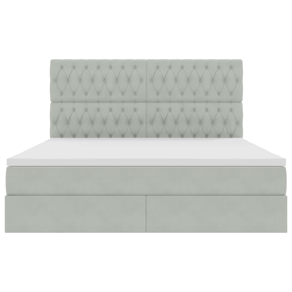 Opbergbed met LED met matras Lichtgrijs 180 x 200 cm Fluweel