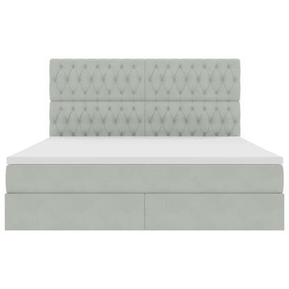 Opbergbed met LED met matras Lichtgrijs 180 x 200 cm Fluweel