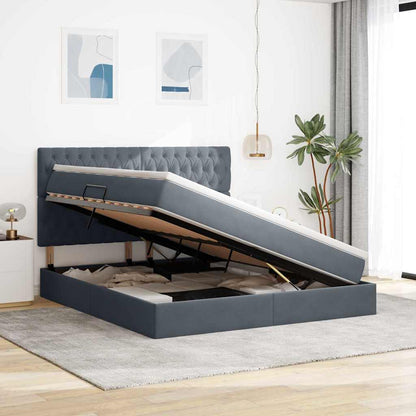 Opbergbed met LED met matras Donkergrijs 180 x 200 cm Fluweel