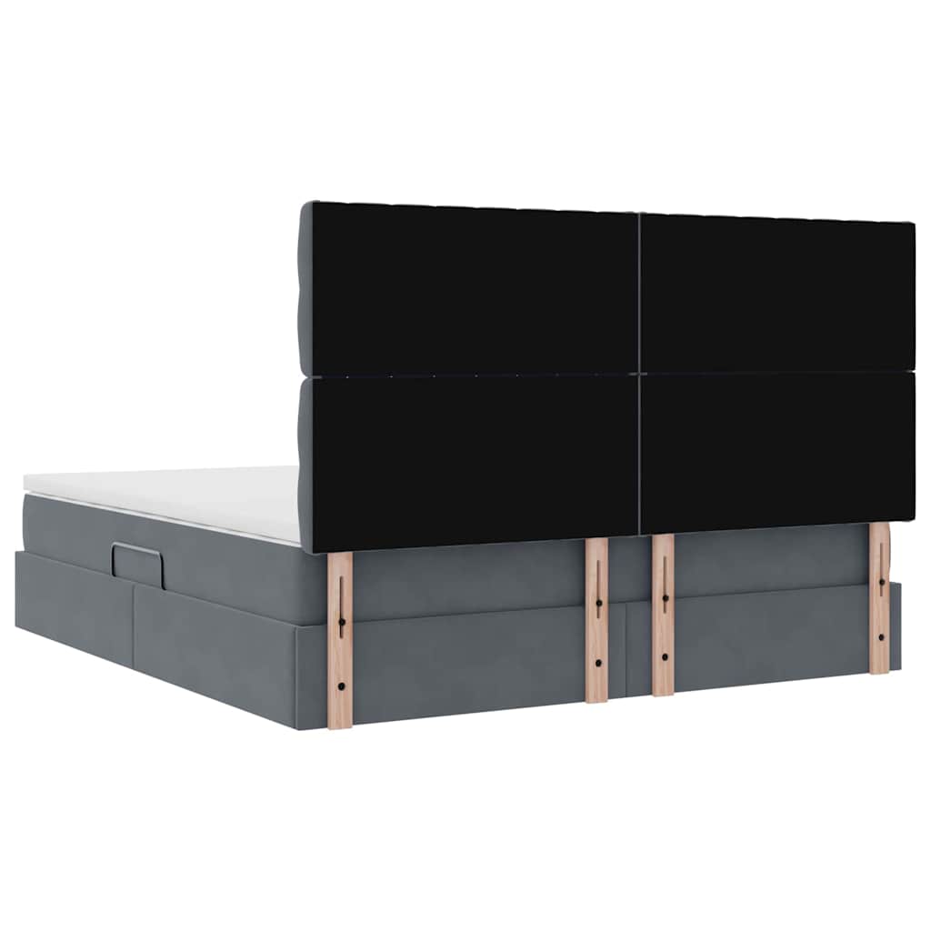 Opbergbed met LED met matras Donkergrijs 180 x 200 cm Fluweel
