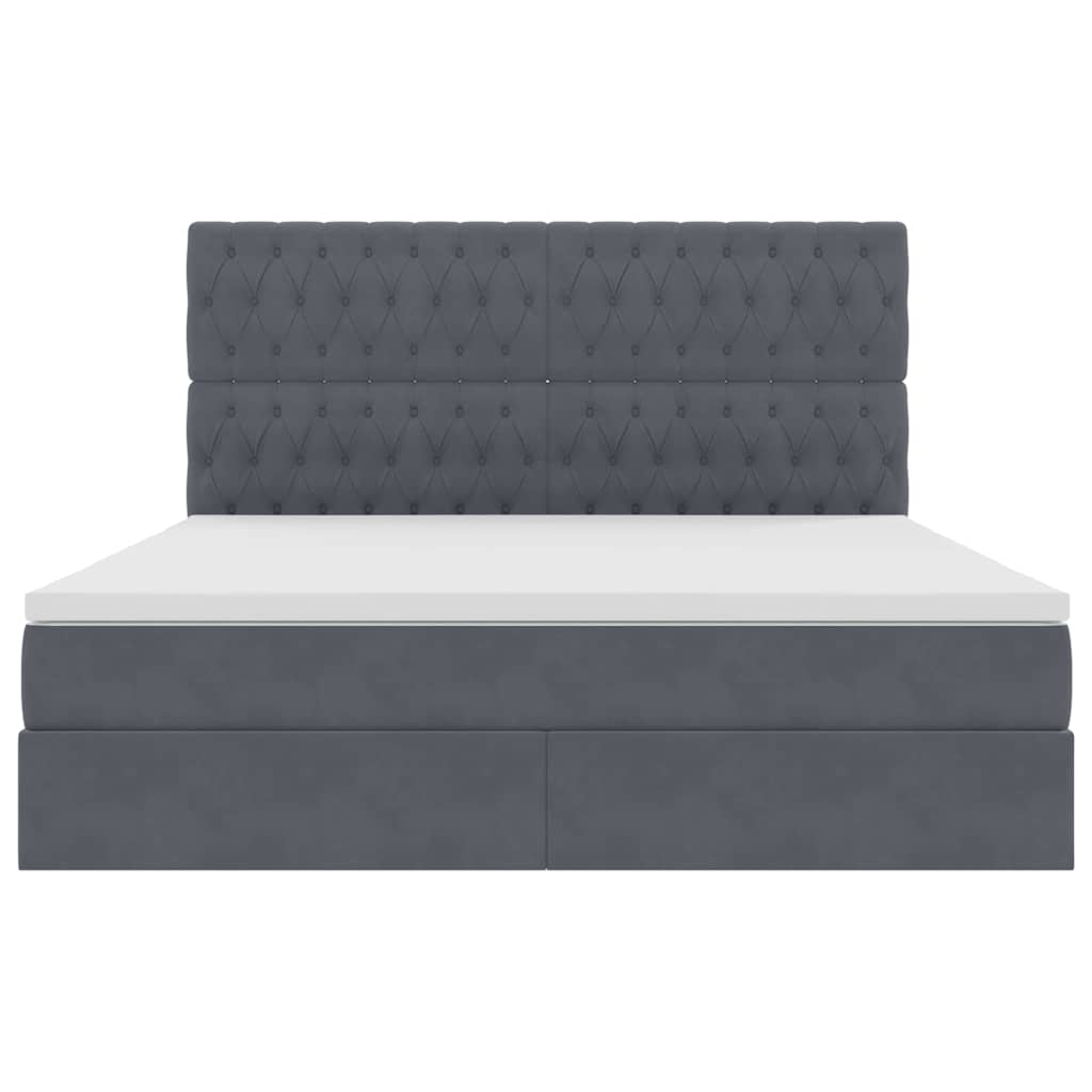 Opbergbed met LED met matras Donkergrijs 180 x 200 cm Fluweel