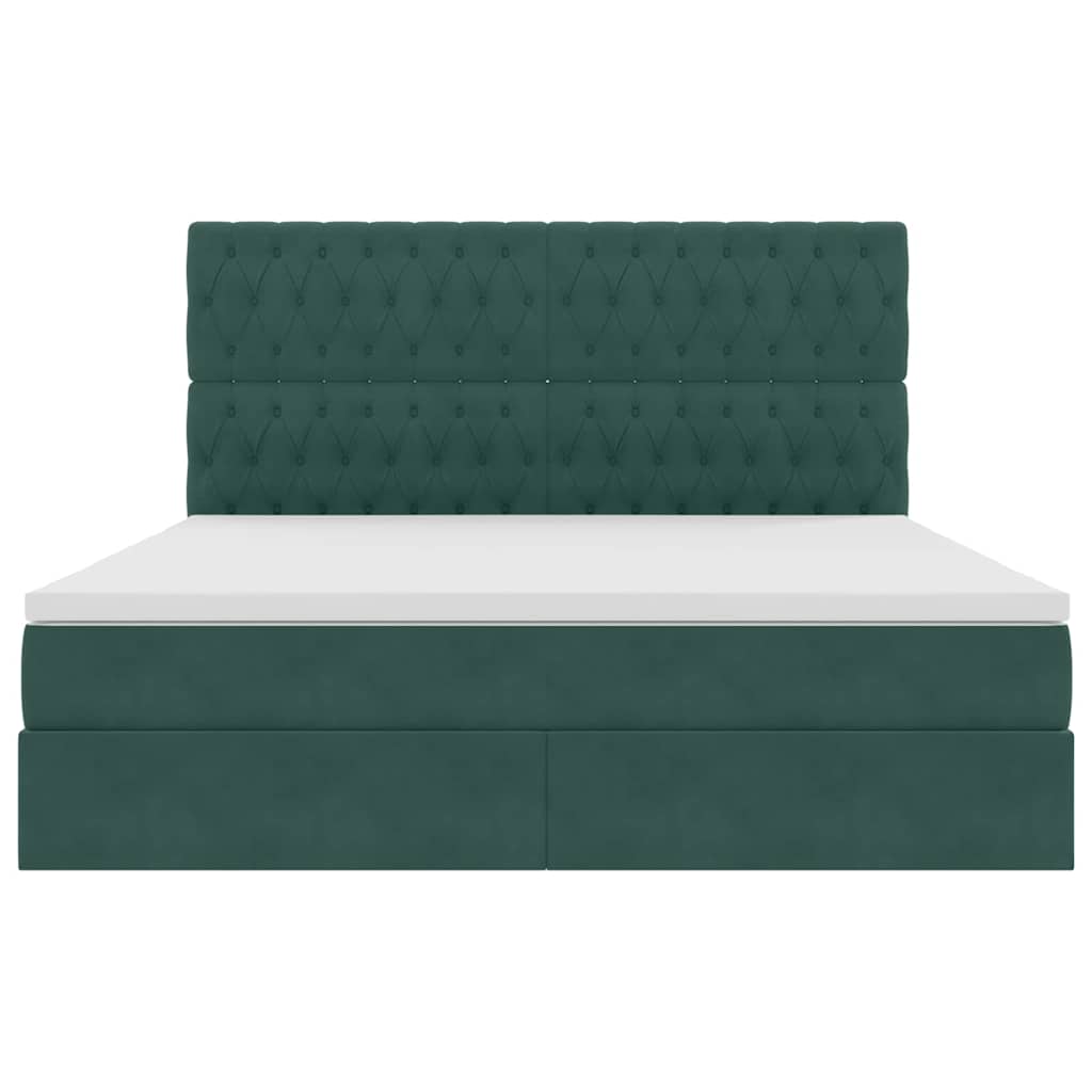 Opbergbed met LED met matras Donkergroen 180 x 200 cm Fluweel