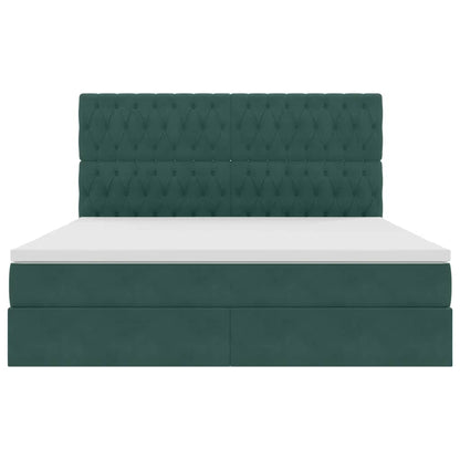 Opbergbed met LED met matras Donkergroen 180 x 200 cm Fluweel