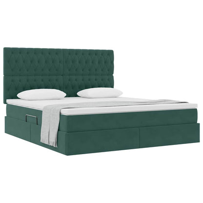 Opbergbed met LED met matras Donkergroen 180 x 200 cm Fluweel