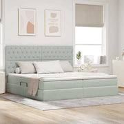 Opbergbed 200x200 cm lichtgrijs fluweel met matras