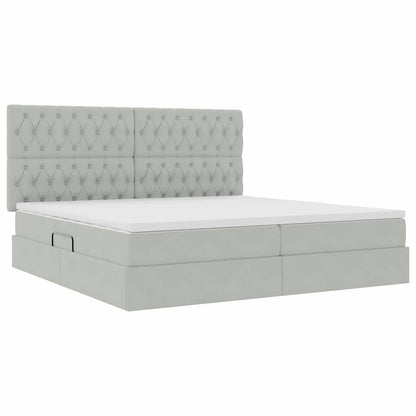 Opbergbed met LED met matras Lichtgrijs 200 x 200 cm Fluweel