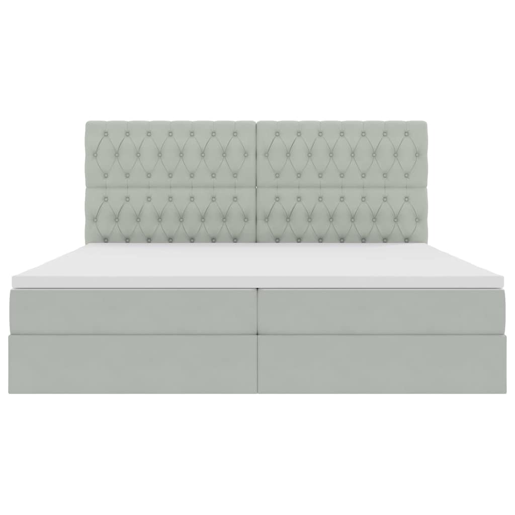 Opbergbed met LED met matras Lichtgrijs 200 x 200 cm Fluweel